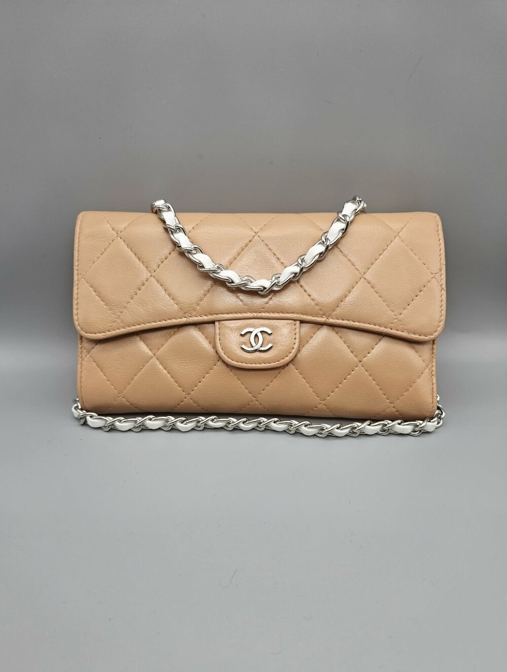 CHANEL Lambskin Quilted Large Flap Wallet/Clutch